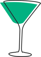  Stemmed cocktail glass is displaying green liquid in flat simple design on transparent background © vectorfusionart