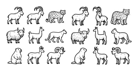 Obraz premium Mountain Animals Icons