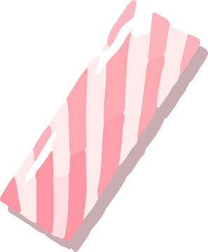 Naklejki Prism candy is showing pink stripes with white gloss on maroon base, flat on transparent background