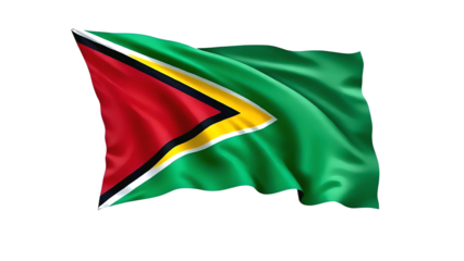 Guyana Flag A High-Resolution Image of the Guyanese National Flag Waving Gracefully