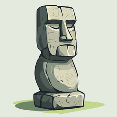 Stylized Stone Moai Statue with Weathered Texture