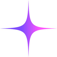Showing abstract star sparkling in flat vector with purple-to-pink gradient, transparent background