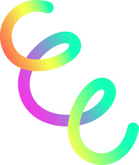 Abstract ribbon coil is twisting in space, 3D render with neon gradient, transparent background