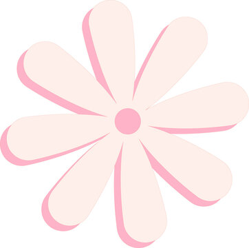Fototapeta Stylized pink daisy icon is being shown in flat vector, with drop shadows, transparent background