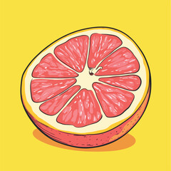 Vibrant Pink Grapefruit Half on Yellow Background (1)