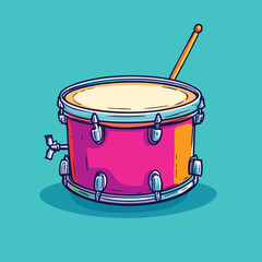 Vibrant Pink Drum with Yellow Drumstick Ready to Play