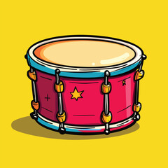 Vibrant Pink Snare Drum with Yellow Star Design