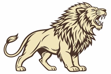 Obraz premium Roaring lion vector illustration depicting power and strength in a stylized graphic design