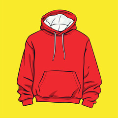 Vibrant Red Hoodie with White Interior and Drawstrings Front View