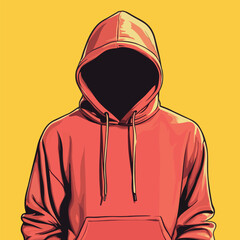 Vibrant Red Hoodie with a Hidden Face