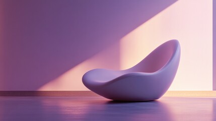 Serene modern chair in a lavender room bathed in sunlight minimalist interior design peaceful atmosphere contemporary furniture home decor
