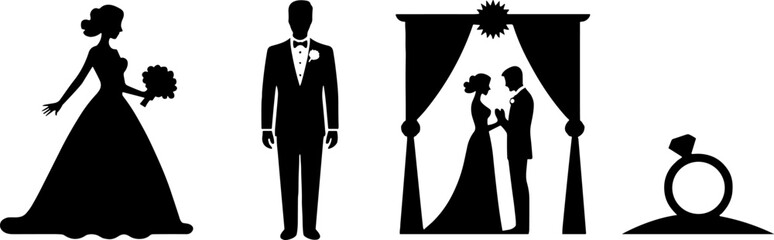 Fototapeta premium Wedding Bride Groom Ceremony Couple Marriage Rings
