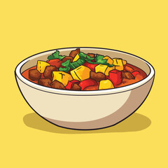 Vibrant Stew in a Creamy Bowl A Culinary Illustration