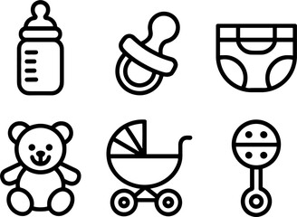 Baby Essentials Bottle Pacifier Diaper Teddy Pram Rattles