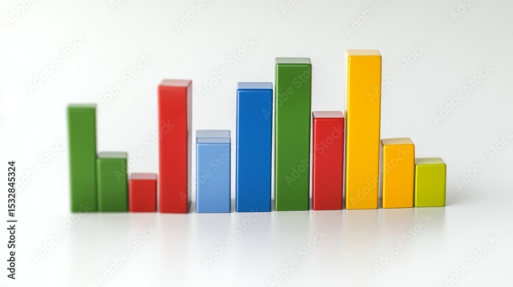 Poster Cluster of bar charts with varied colors and sizes, positioned on a clean white background for a clear and simple presentation.