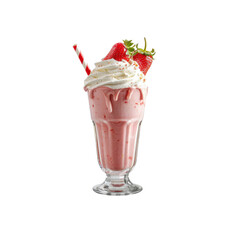 Delicious Strawberry Milkshake with Whipped Cream and Fresh Strawberries