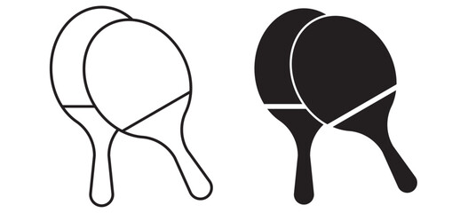 Table Tennis Rackets Icon Set Solid and Outline Style Vector