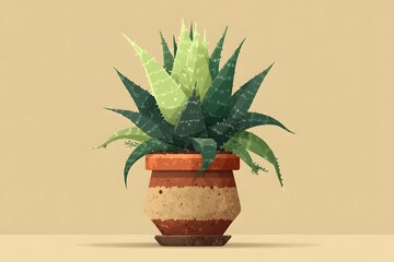 Lush succulent plant in a minimal terracotta pot