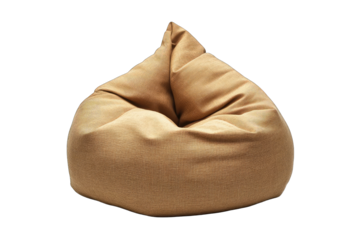 Tan beanbag chair, teardrop shape