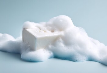 Cloud shaped like a thought bubble in minimal sky blue background