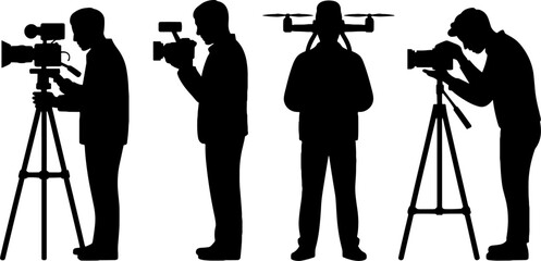 Silhouettes Cameraman Video Camera Operator Shooting Film