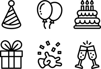Obraz premium Birthday Party Celebrations Set Gift Cake Balloons