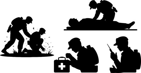 Military Medic Soldier Providing First Aid Battlefield Emergency Medical Care