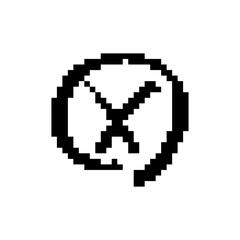 Fototapeta premium Pixel art cross icon featuring a bold, retro design with clear, blocky pixel style.