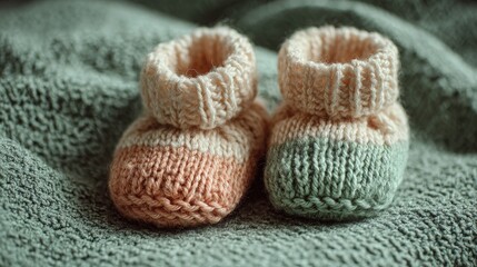 Adorable Hand-Knitted Baby Booties Made from Soft Wool and Cotton Radiating Warmth and Love for Infants in Family Joy