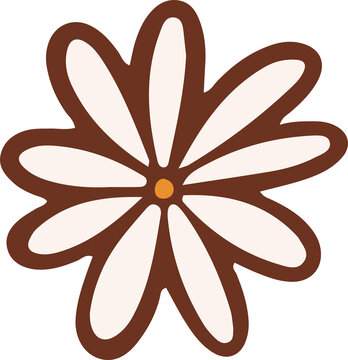 Fototapeta Flat daisy-like flower is being shown on transparent background with orange center and white petals
