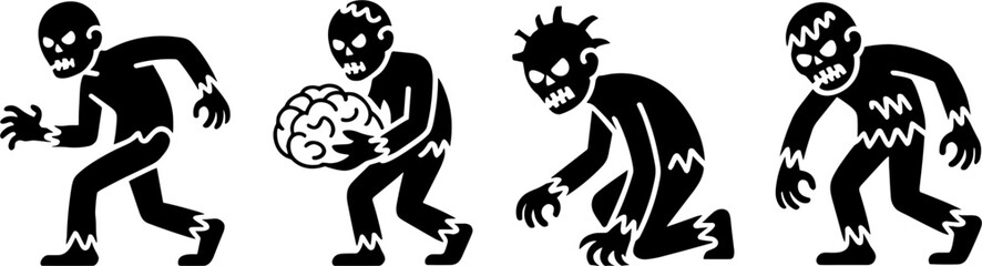 Cartoon Zombie Characters Set Undead Monster Collection