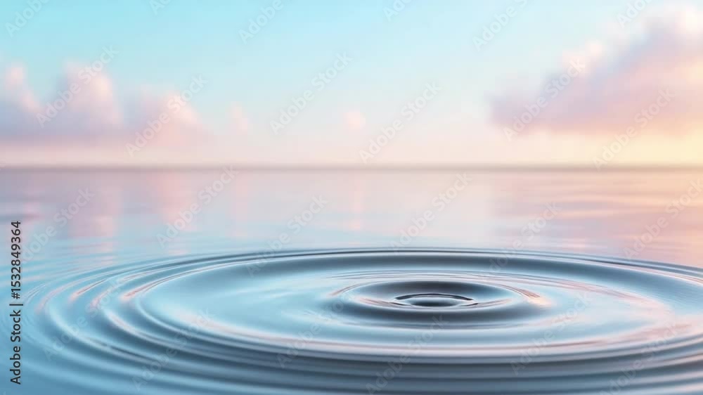 Poster tranquil ripple: a mesmerizing capture of a perfect ripple expanding on the serene surface of tranqu