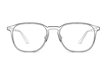 Fototapeta premium Transparent, square-framed eyeglasses with subtle metal accents at the temples and bridge, showcasing a sleek and minimalist design