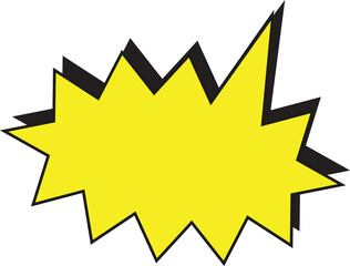 Jagged starburst is bursting in flat design, with bright yellow color, transparent background