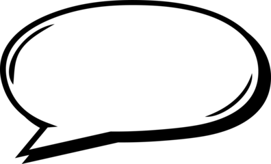 Empty cartoon style speech bubble is floating on transparent background, showing 3D accent marks