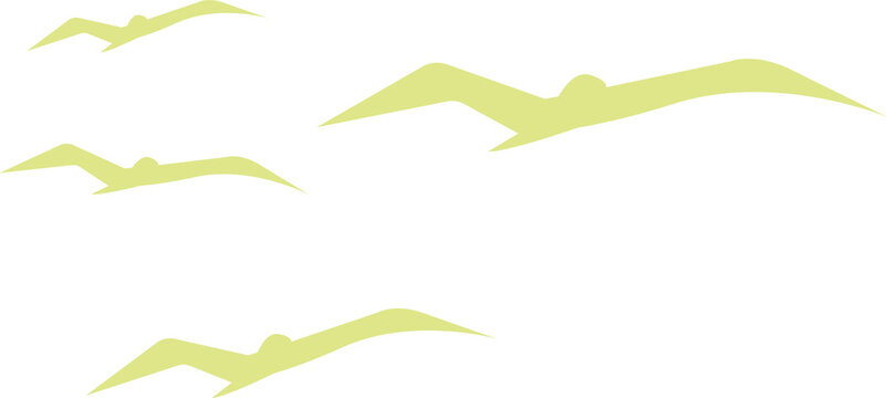 Fototapeta Simplified seagull silhouettes flying in flat style with angular wings on transparent backdrop