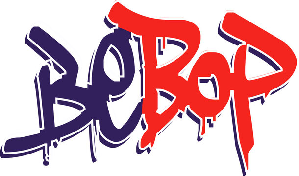 Fototapeta Bold graffiti-style text is spelling Be Bop streaming paint-drip accents on transparent background