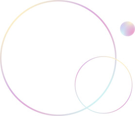 Overlapping pastel gradient rings floating with small circle in flat design transparent background