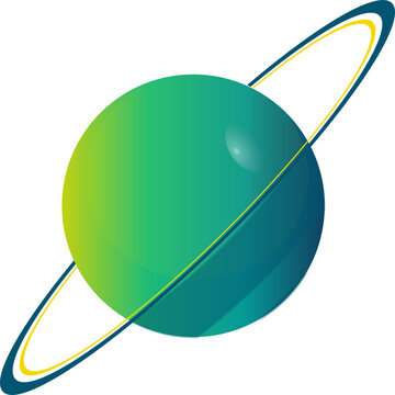 Naklejki Displaying vector ringed planet spinning with green-teal dual-color rings, transparent background