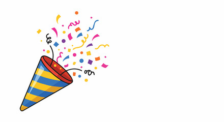 Party Popper Exploding with Colorful Confetti