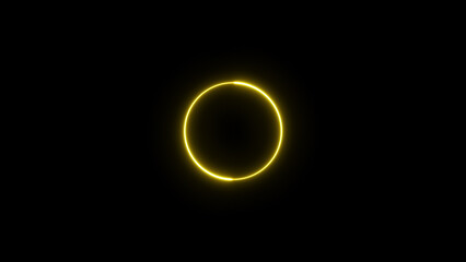 Neon effect frame on black background. Neon Circle frame with shining effects.