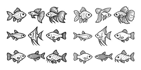 Naklejka premium Aquarium Fish Icons