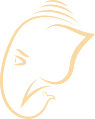 Abstract elephant profile is being shown in beige curved line drawing on transparent background