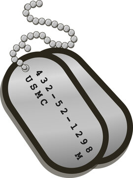 Fototapeta Displaying shaded 3D render of dog tags with USMC stamp on ball chain, transparent background