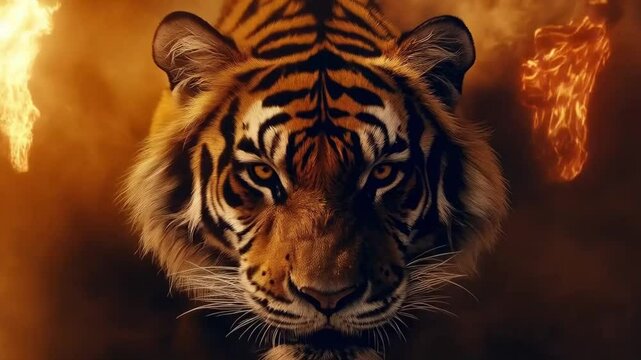 The tiger prowls through the jungle silently, its sharp eyes focused and muscles ready to strike.
