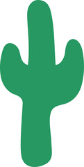 Stylized green cactus silhouette is being shown in flat vector design with transparent background