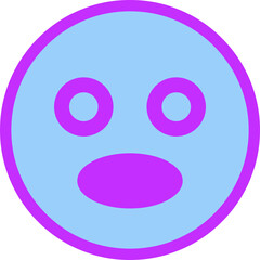 emoticon face is showing surprise in flat design with magenta border on transparent background