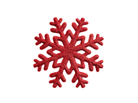 Red glitter snowflake christmas decoration isolated black background, Isolated On Transparent Background