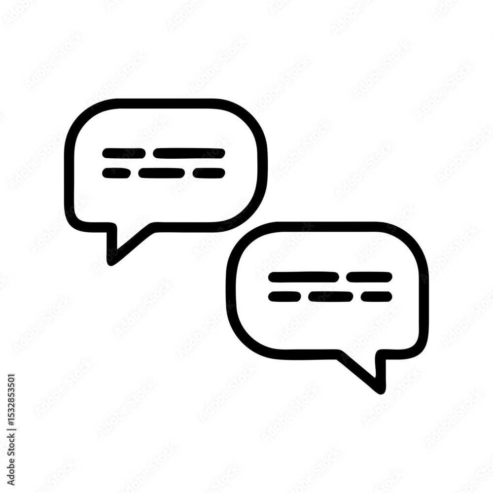 Poster Two speech bubbles with horizontal lines inside representing dialogue and communication icon design