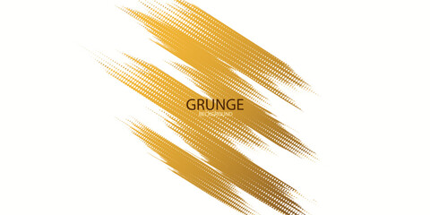 Abstract White and Gold Grunge Background with Halftone Style. Brush Stroke Illustration for Banner, Poster, or Sports. Scratch and Texture Elements For Design